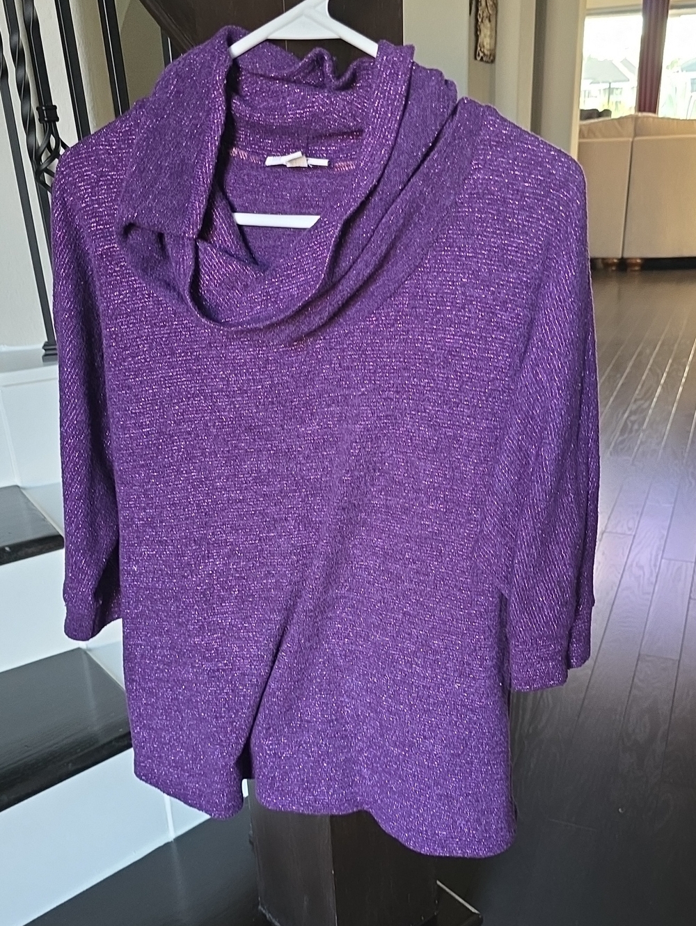 Fashion Bug Purple Metallic Cowl Neck Sweater
